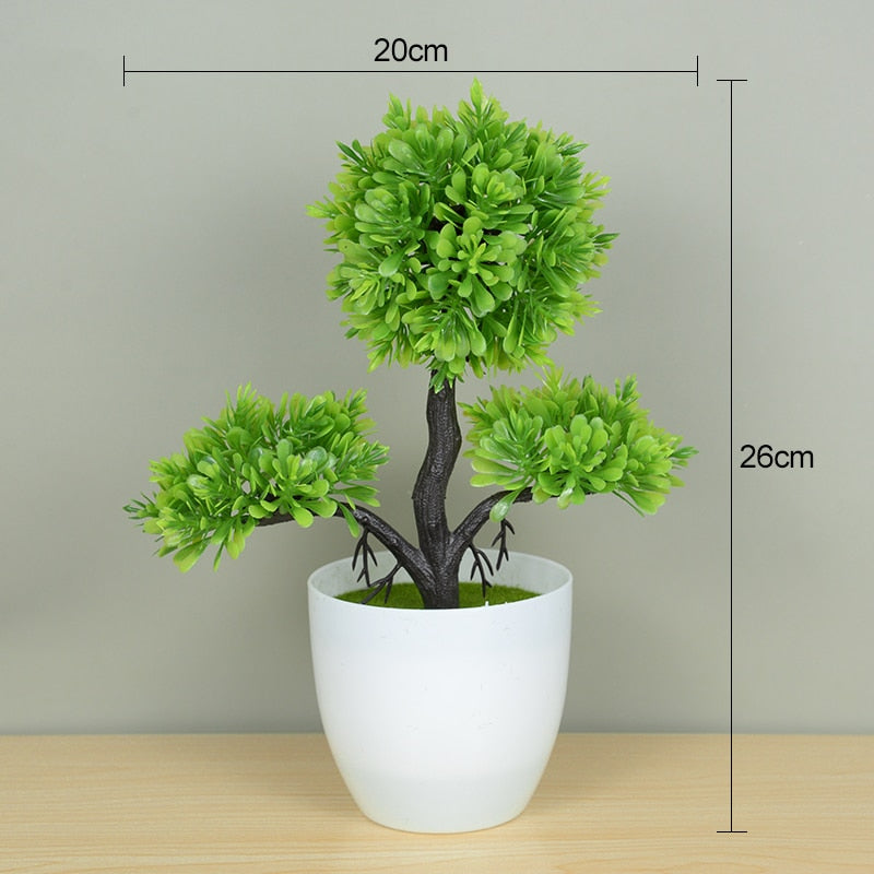 Artificial Plants Potted Green Bonsai Small Tree Grass Plants Pot Ornament