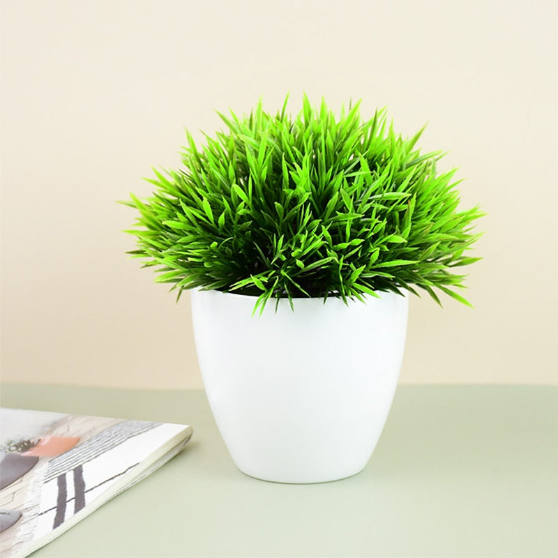 Artificial Plants Potted Green Bonsai Small Tree Grass Plants Pot Ornament