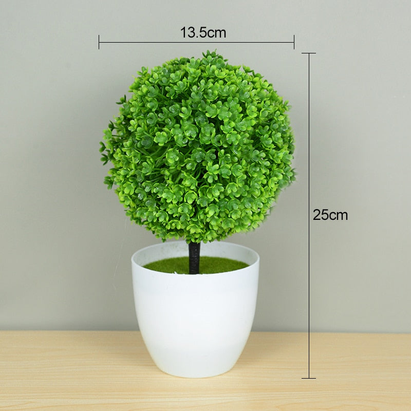 Artificial Plants Potted Green Bonsai Small Tree Grass Plants Pot Ornament