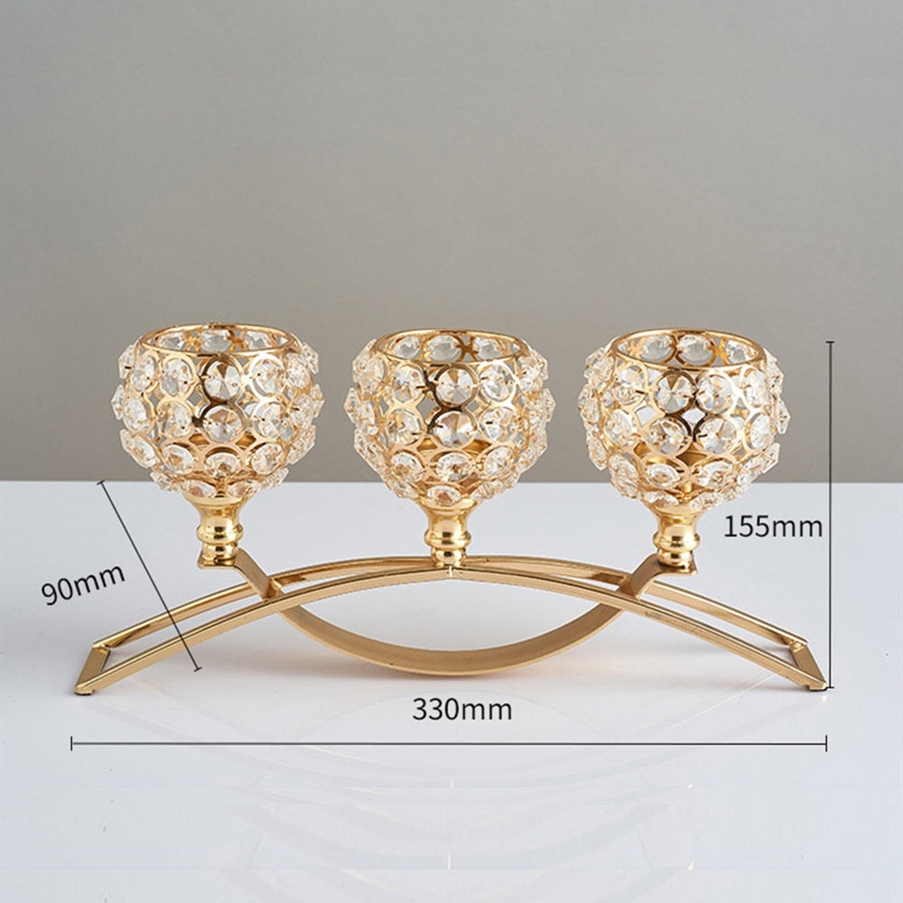 3 Arms Candelabras Crystal Arch Bridge Goblet Candle Holders Bowl