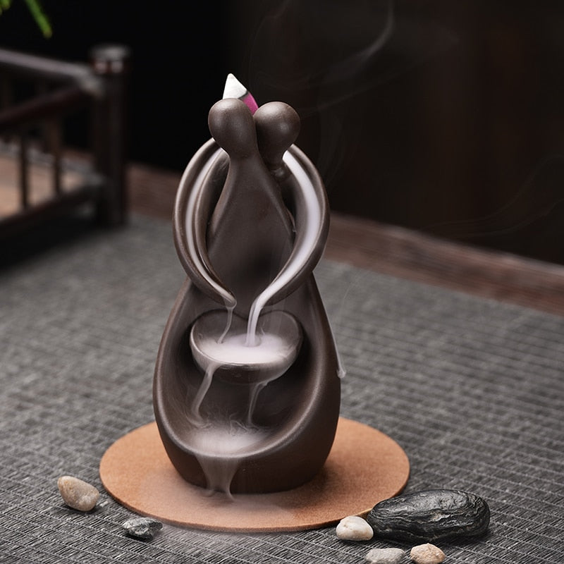 Smoke Waterfall Backflow Incense Burner Creative Couple Hug