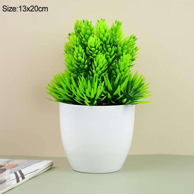 Artificial Plants Potted Green Bonsai Small Tree Grass Plants Pot Ornament