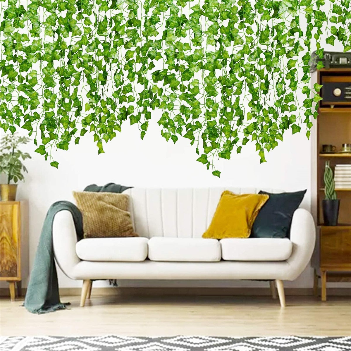 Artificial Plants Home Decor Green Silk Hanging vines Fake Leaf