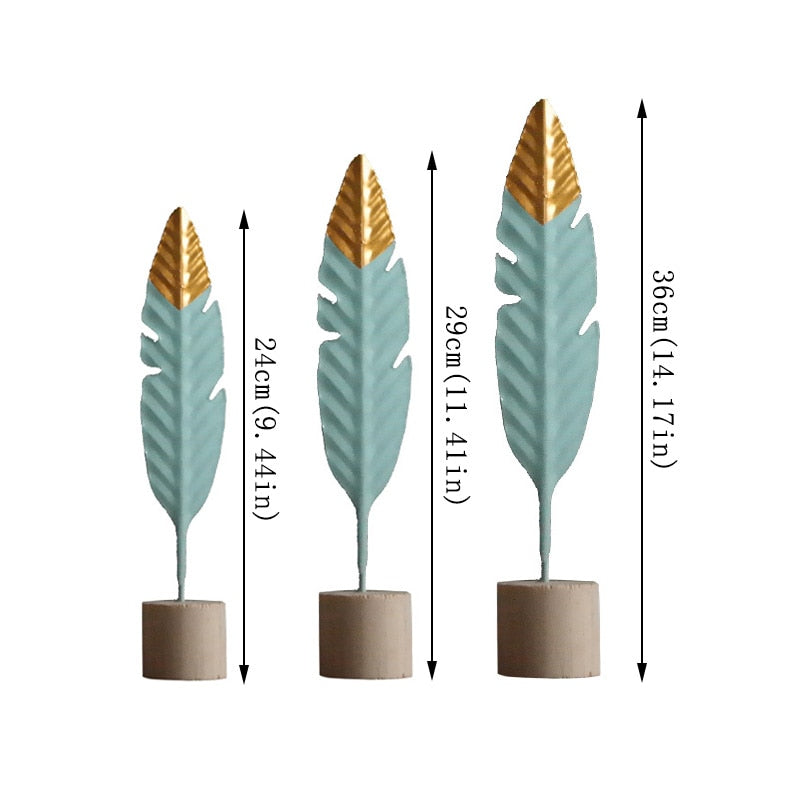 Modern Feather Wooden Decorations Simple Miniature Figurines for Living Room