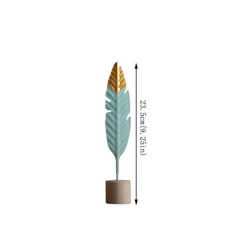 Modern Feather Wooden Decorations Simple Miniature Figurines for Living Room