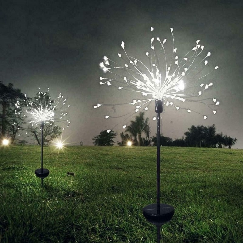 Solar Fireworks Lamp Outdoor Grass Globe Dandelion Flash String Fairy lights