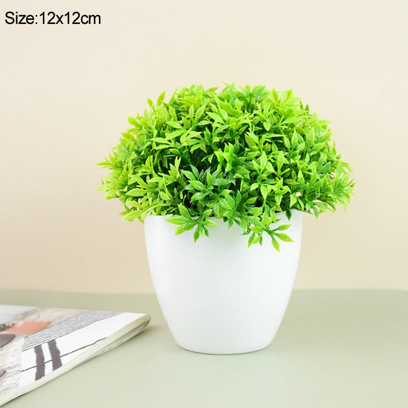 Artificial Plants Potted Green Bonsai Small Tree Grass Plants Pot Ornament