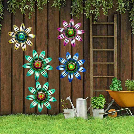 Metal Flower Wall Decor Art Sculpture Outdoor Hanging Ornament