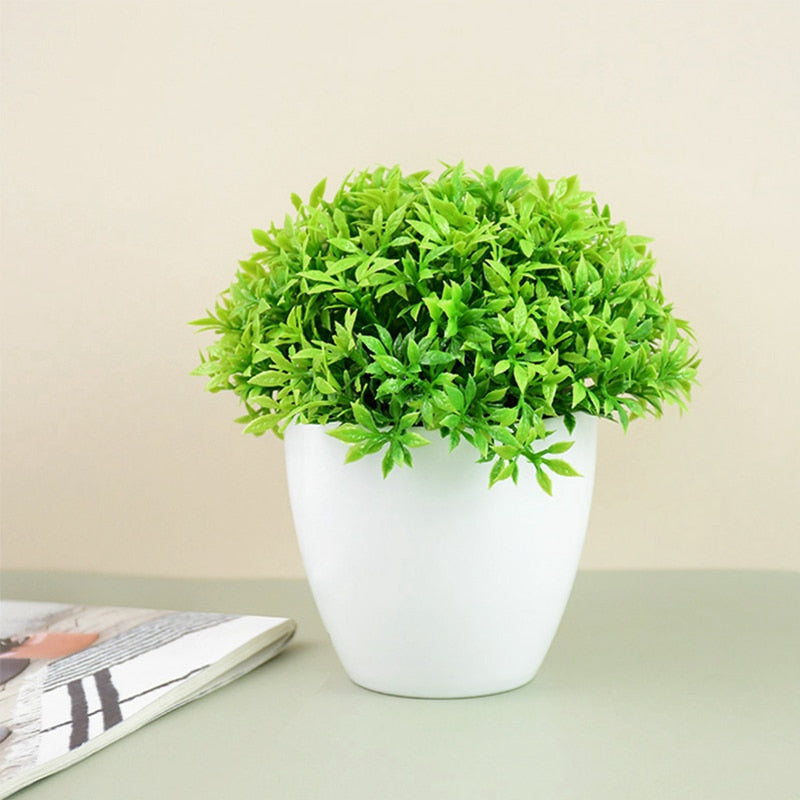 Artificial Plants Potted Green Bonsai Small Tree Grass Plants Pot Ornament