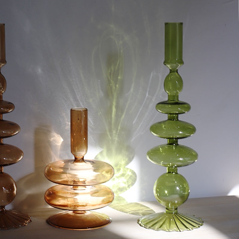 Glass Candle Holders Room Home Decor Living Romantic Candlestick Holder