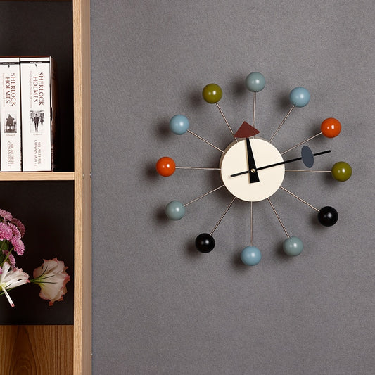 Quiet Round Ball Wood Wall Clock Home Decor Modern Design