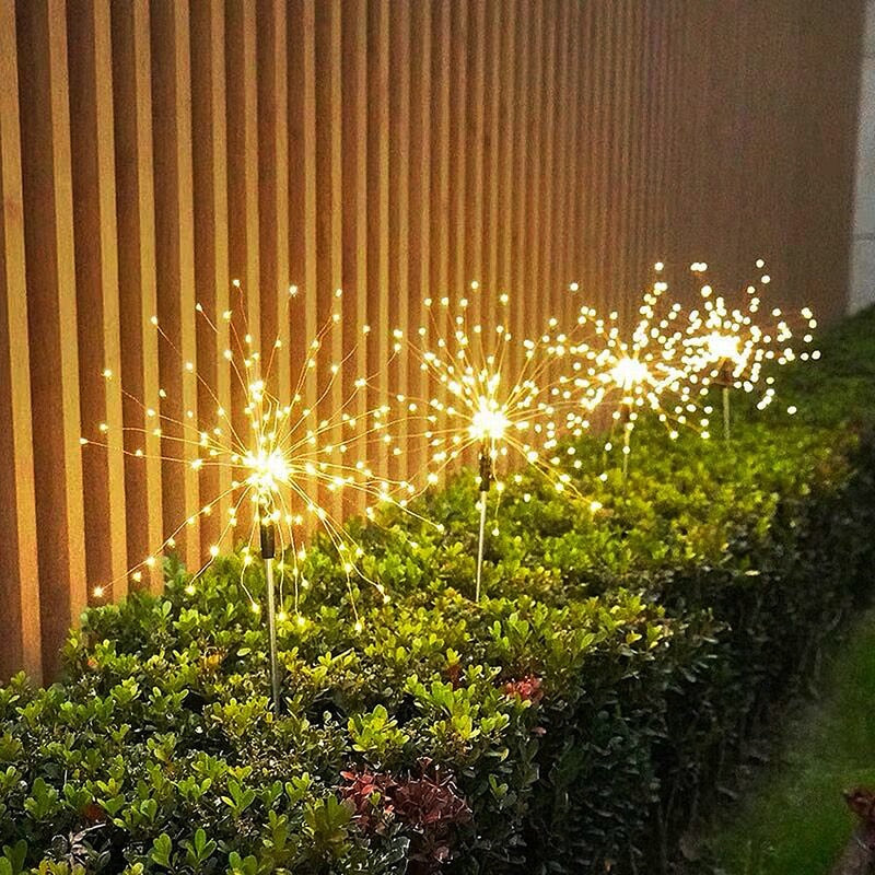 Solar Fireworks Lamp Outdoor Grass Globe Dandelion Flash String Fairy lights