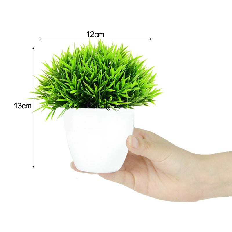 Artificial Plants Potted Green Bonsai Small Tree Grass Plants Pot Ornament