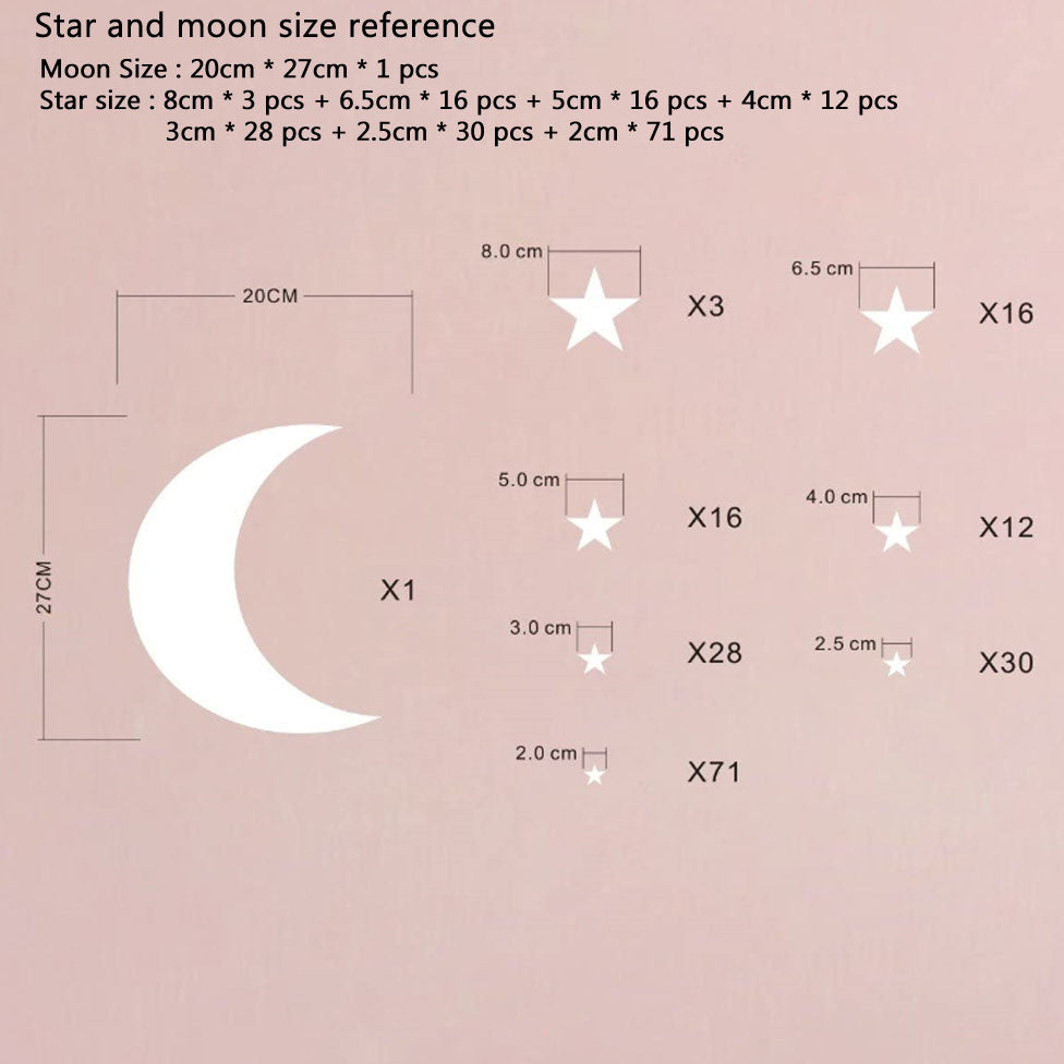 Star Moon Combination Wall Sticker For Kids Baby Rooms