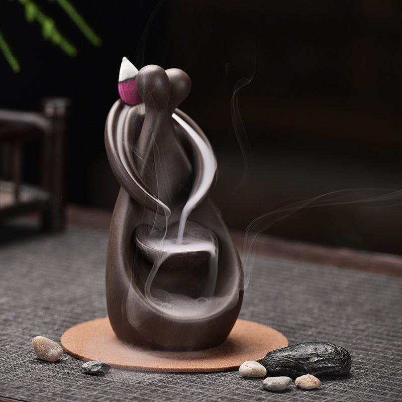 Smoke Waterfall Backflow Incense Burner Creative Couple Hug