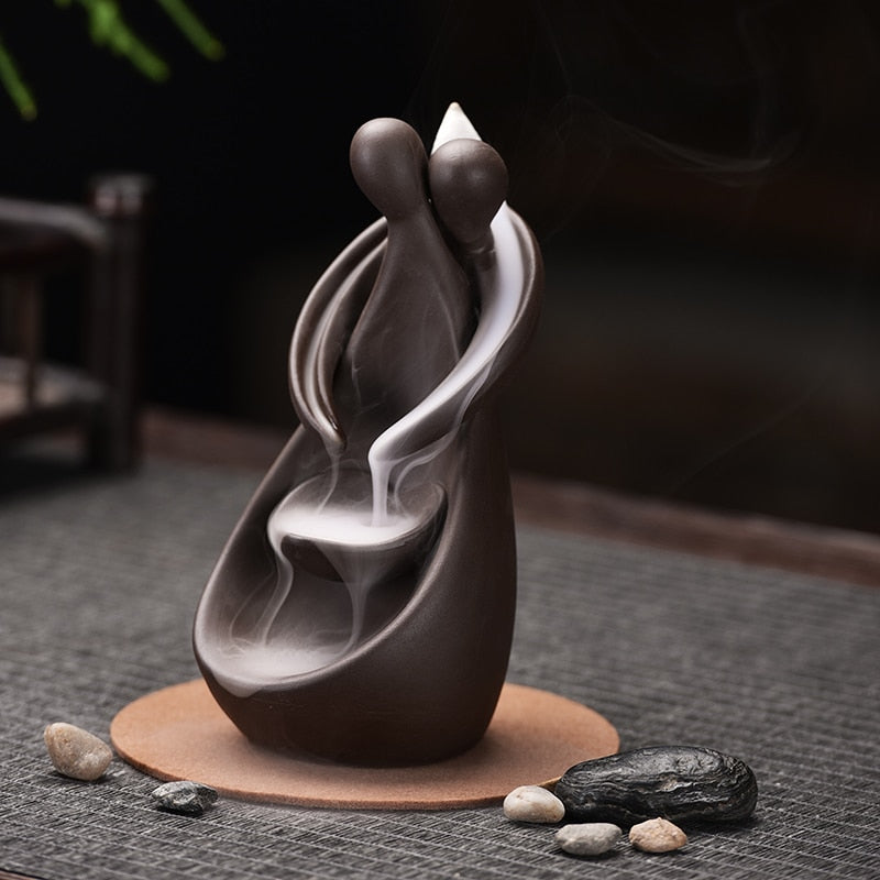 Smoke Waterfall Backflow Incense Burner Creative Couple Hug