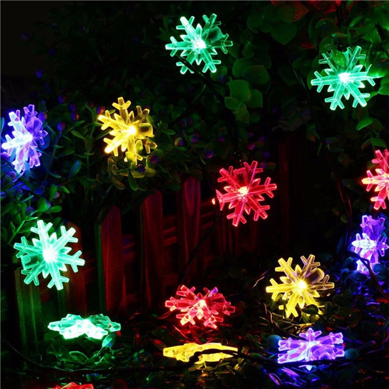 Solar String Christmas Lights Outdoor  Waterproof Flower Garden Blossom Lighting