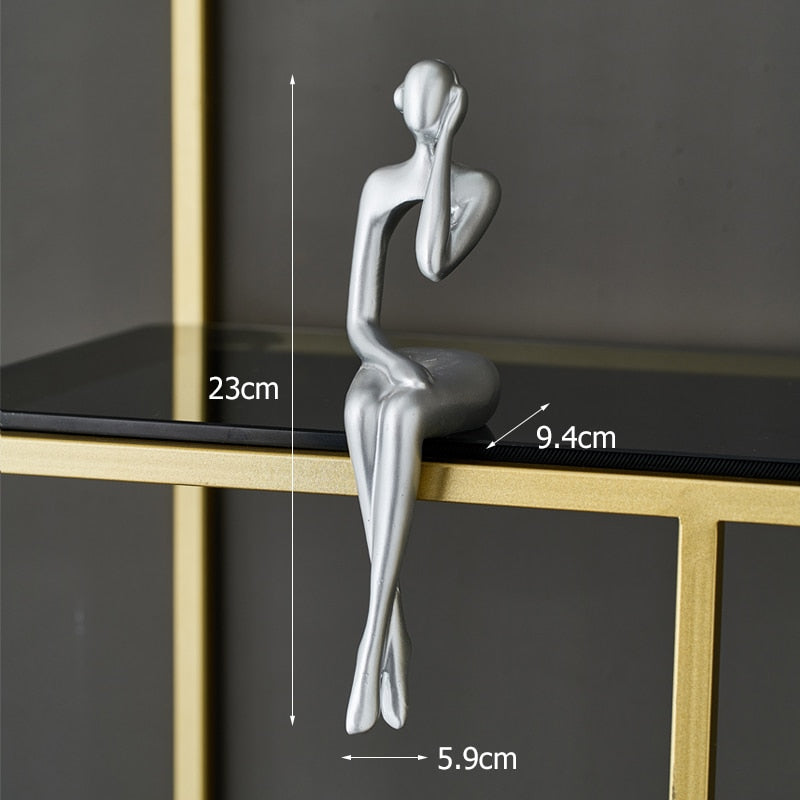 Abstract Resin Statue Golden Miniatures Modern Home Decoration