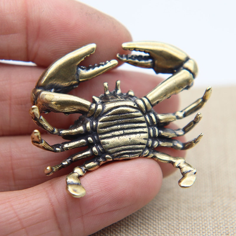 Brass Crab Small Statue Desktop Ornament Retro Metal Animal Miniature Figurines