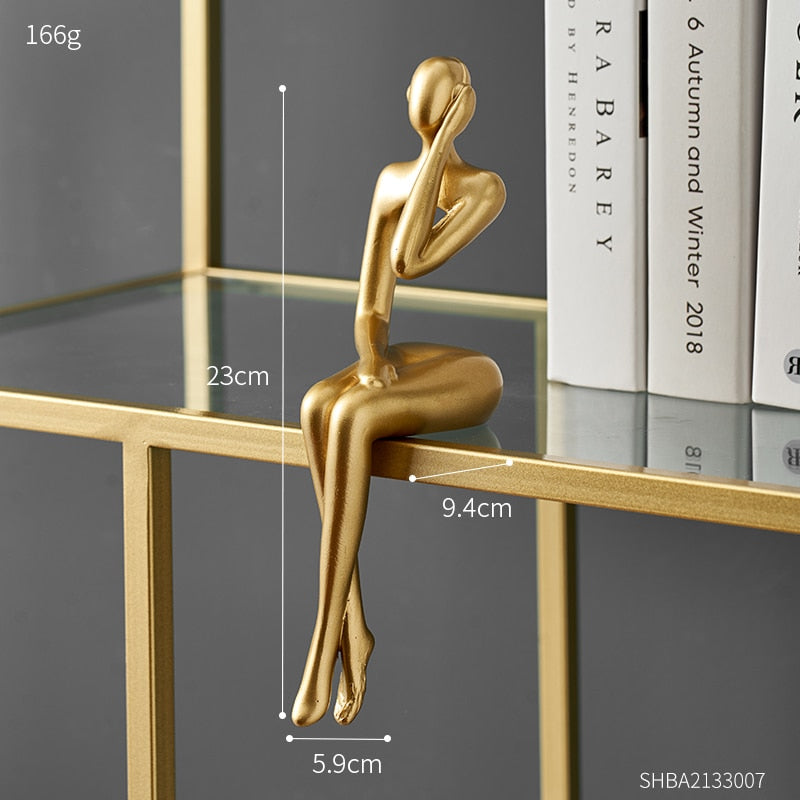 Abstract Resin Statue Golden Miniatures Modern Home Decoration