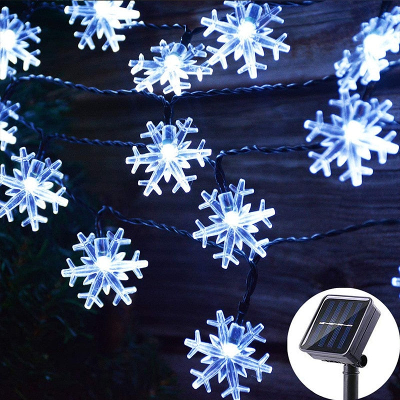 Solar String Christmas Lights Outdoor  Waterproof Flower Garden Blossom Lighting