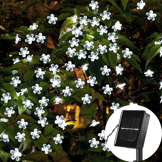 Solar String Christmas Lights Outdoor  Waterproof Flower Garden Blossom Lighting