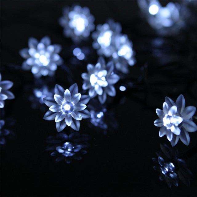 Solar String Christmas Lights Outdoor  Waterproof Flower Garden Blossom Lighting