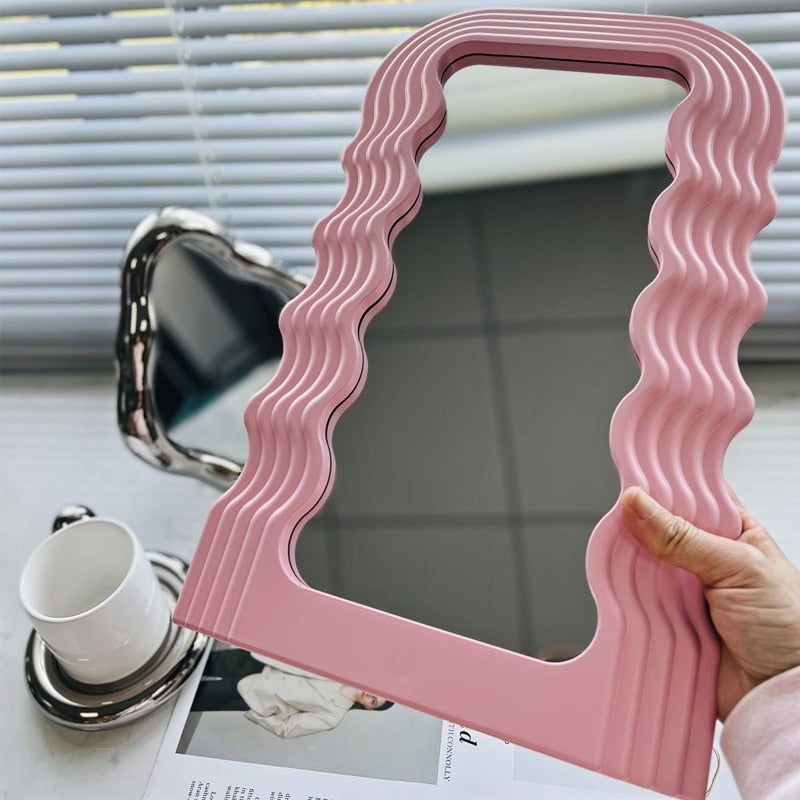 Creative Desktop Wave Mirror Cosmetic Mirror Bathroom Mirror Decorative Mirror