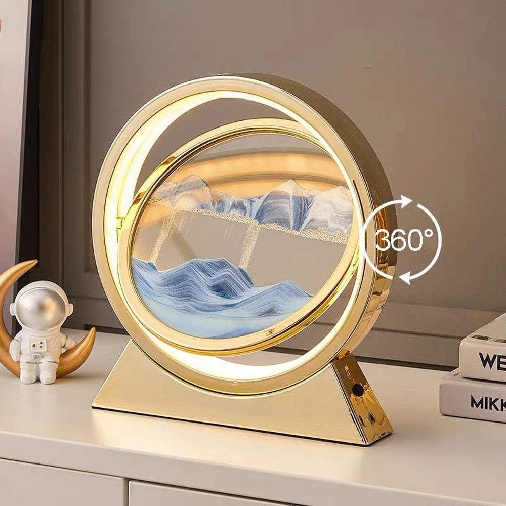 3D Hourglass LED Lamp Quicksand Moving Rotating Art