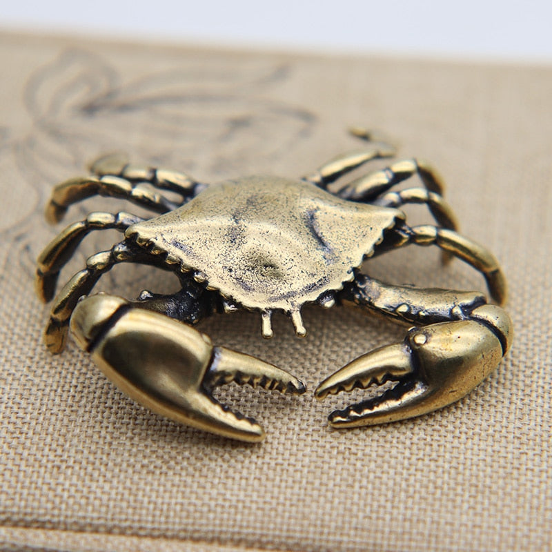 Brass Crab Small Statue Desktop Ornament Retro Metal Animal Miniature Figurines