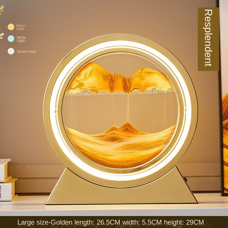 3D Hourglass LED Lamp Quicksand Moving Rotating Art