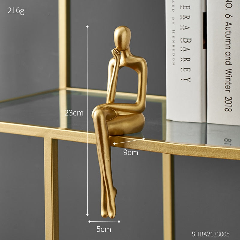 Abstract Resin Statue Golden Miniatures Modern Home Decoration