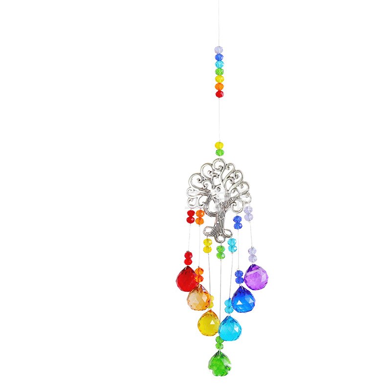 Crystal Wind Chime Star Moon Sun Catchers Windchimes Plated Colorful Beads