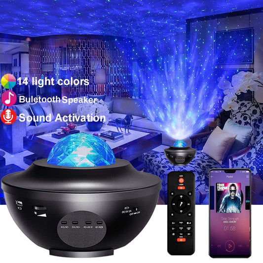 Led Starry Sky Star Galaxy Projector Night Light Built-in Bluetooth-Speaker For Home Bedroom Decoration