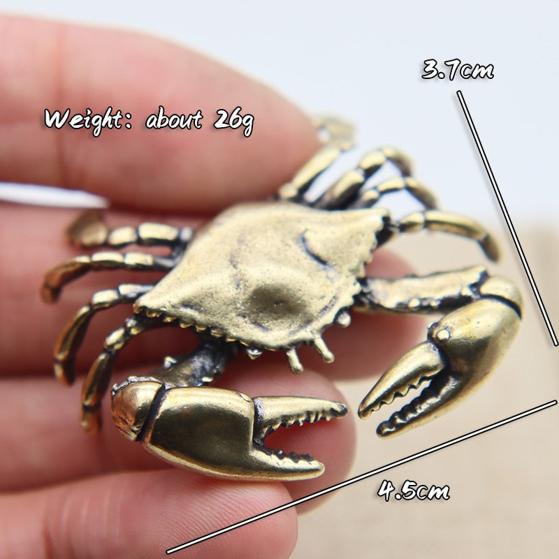 Brass Crab Small Statue Desktop Ornament Retro Metal Animal Miniature Figurines