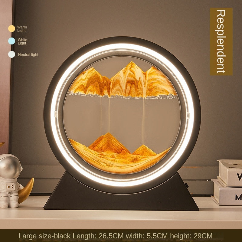 3D Hourglass LED Lamp Quicksand Moving Rotating Art