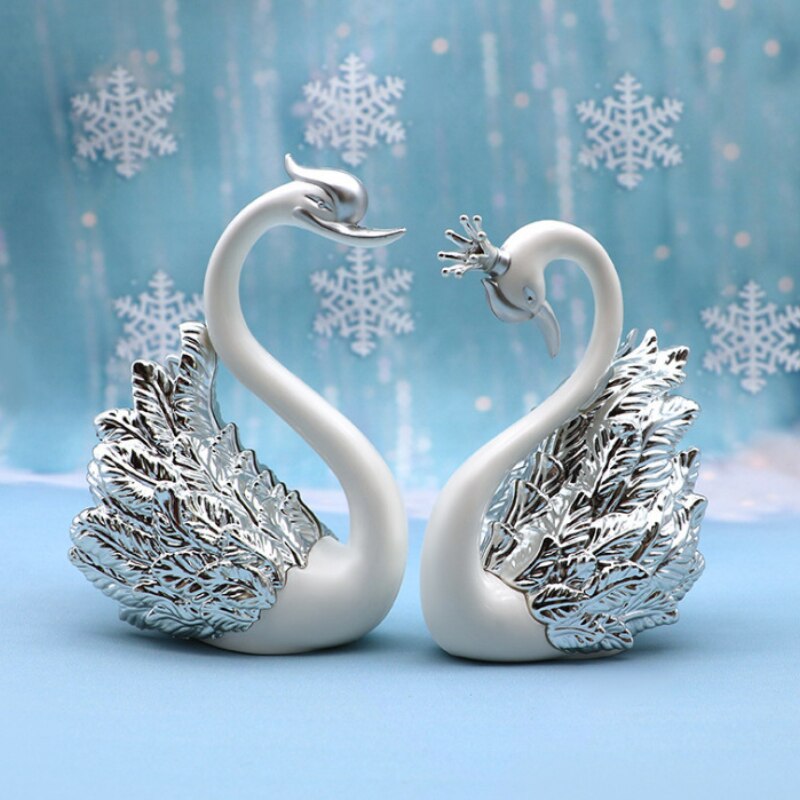 Mini Swan Couple Model Figurine Collectibles Car Interior Decoration