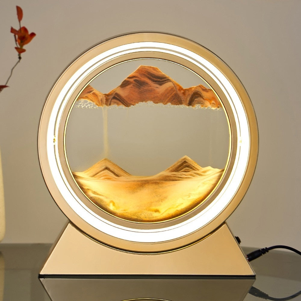 3D Hourglass LED Lamp Quicksand Moving Rotating Art