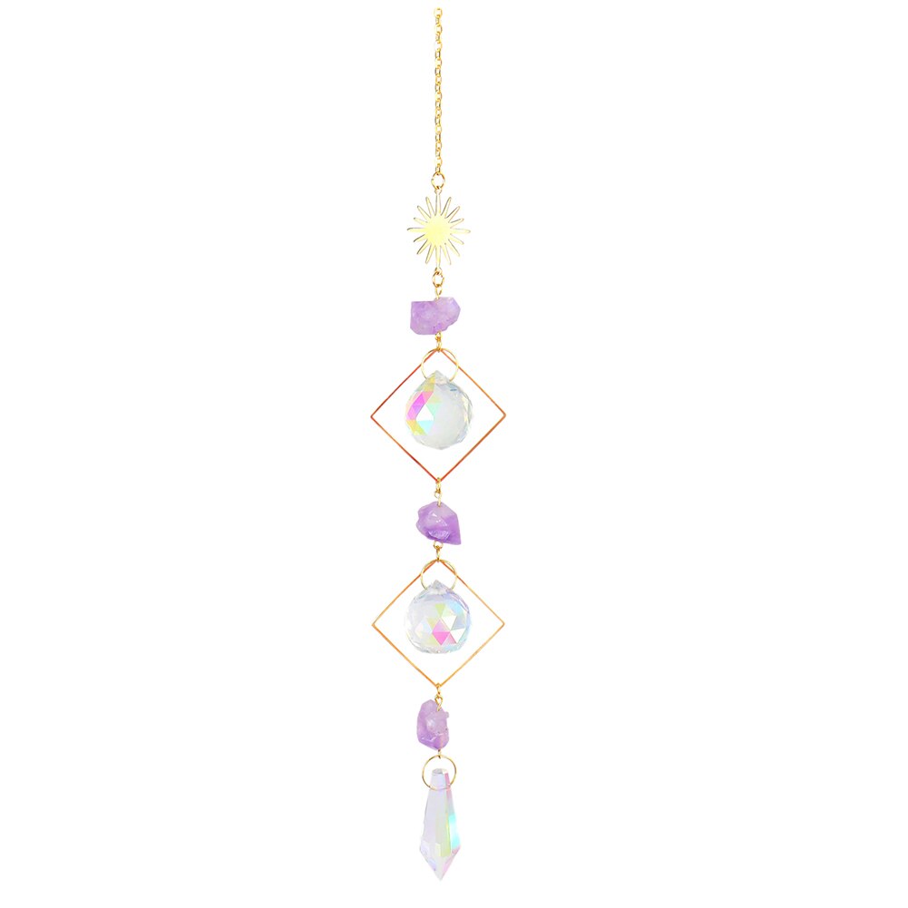 Crystal Wind Chime Star Moon Sun Catchers Windchimes Plated Colorful Beads