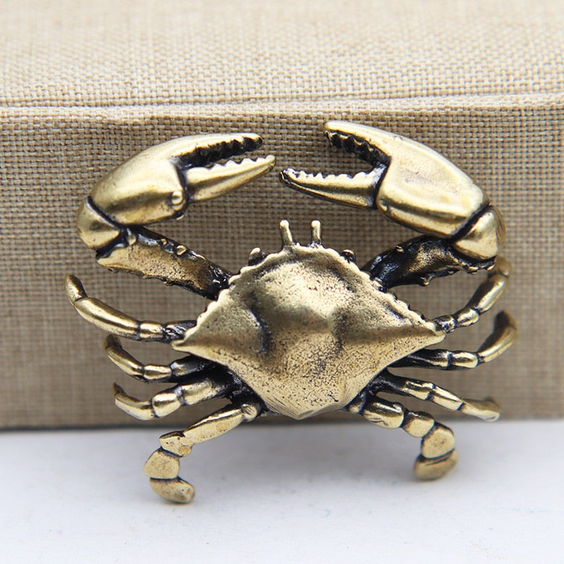 Brass Crab Small Statue Desktop Ornament Retro Metal Animal Miniature Figurines