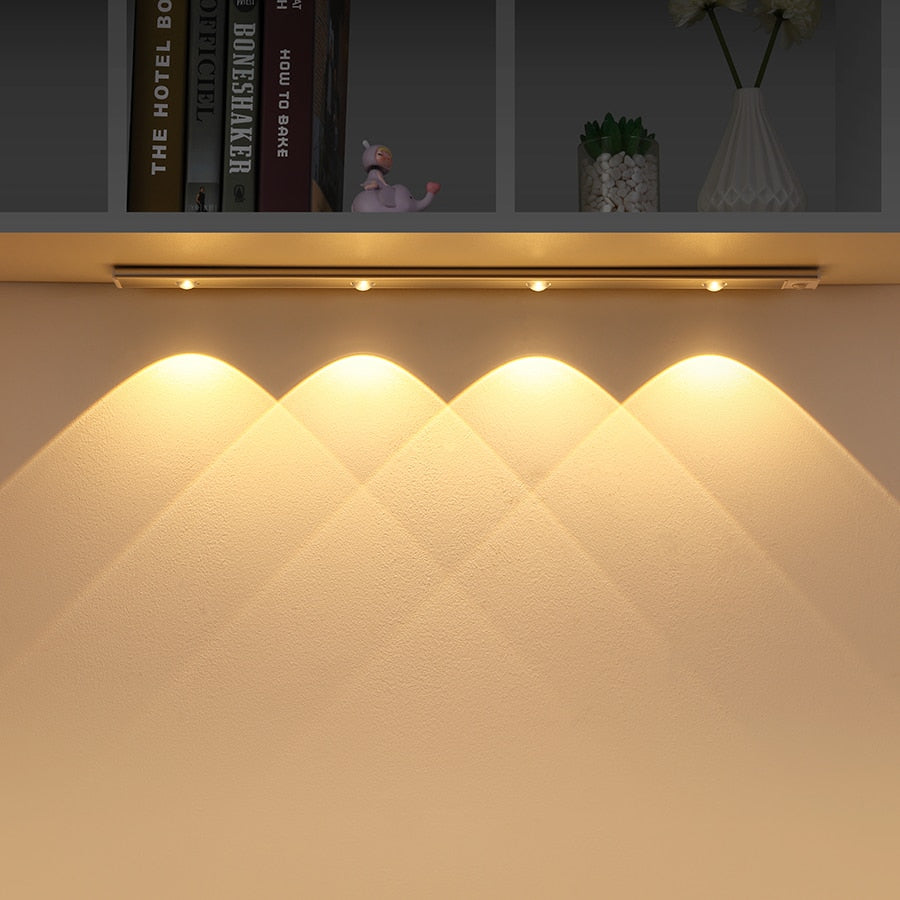 Ultra Thin LED Light Cabinet Lamp PIR Motion Sensor Wireless USB Rechargeable