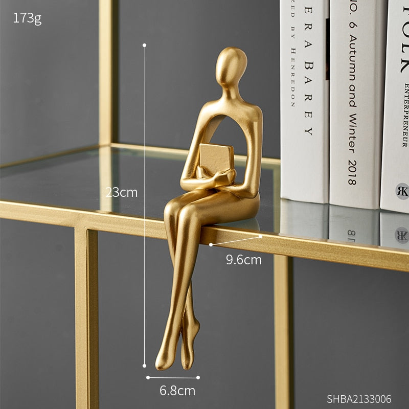 Abstract Resin Statue Golden Miniatures Modern Home Decoration