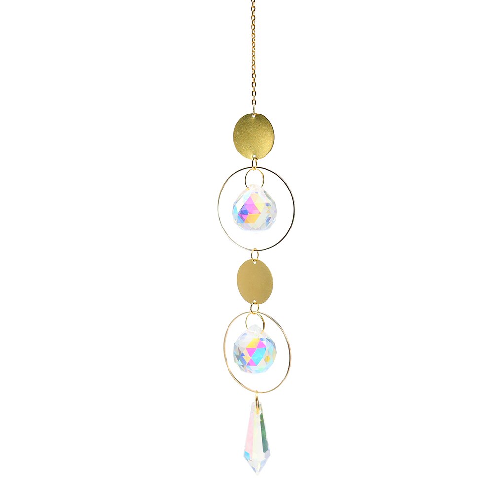 Crystal Wind Chime Star Moon Sun Catchers Windchimes Plated Colorful Beads