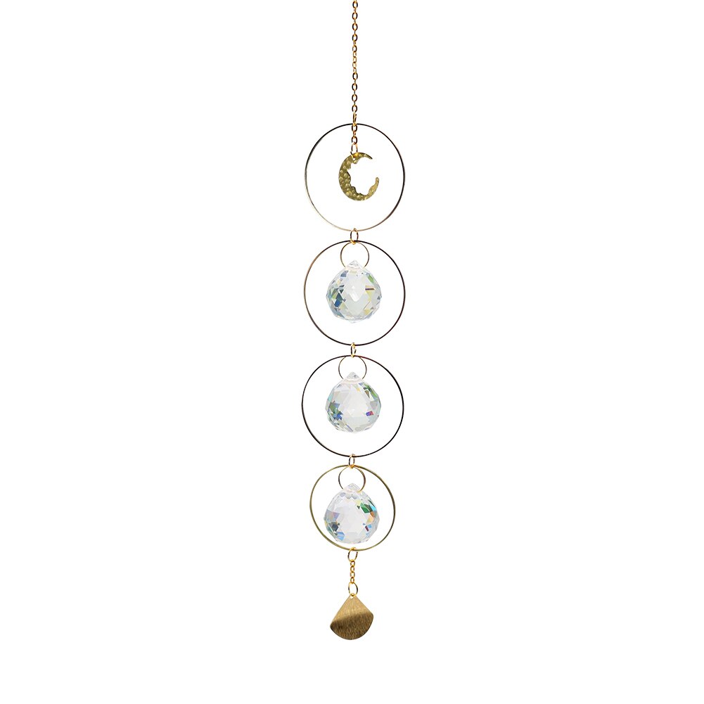 Crystal Wind Chime Star Moon Sun Catchers Windchimes Plated Colorful Beads