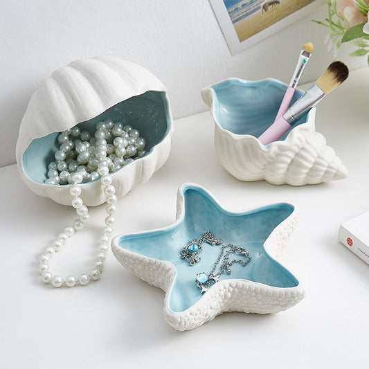 Sea Shells Decoration Desk Accessories Ceramic Storage Nordic Room Decor