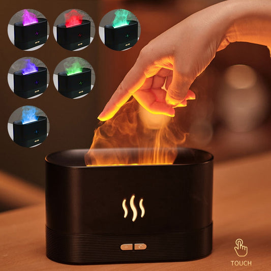 Flame Effect Air Humidifier 1/3/5H USB Smart Timing LED Electric Aromatherapy Diffuser