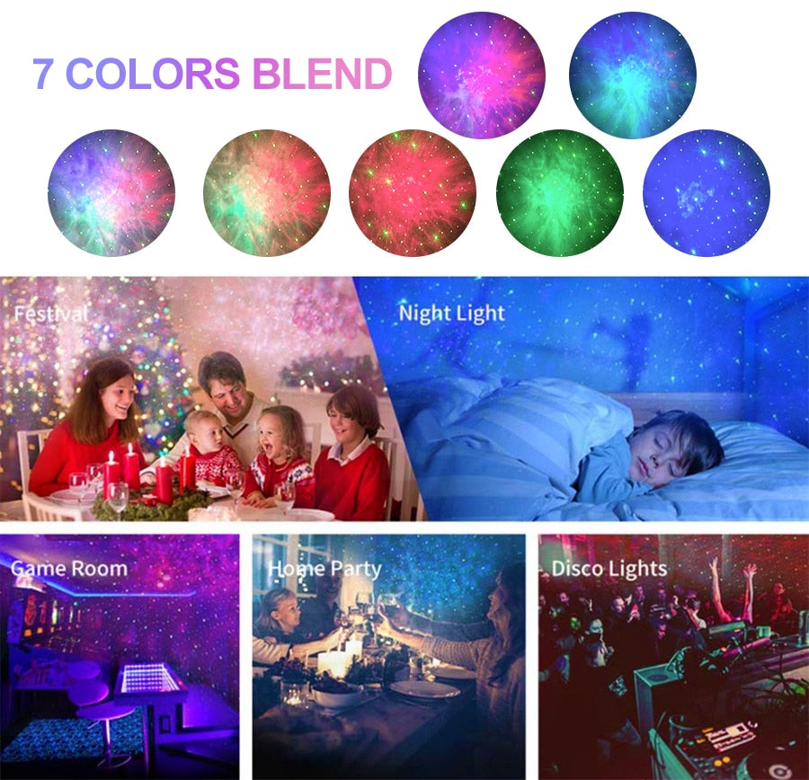 Star Galaxy Starry Sky Projector Rotating Water Waving Night Light Led Colorful Nebula