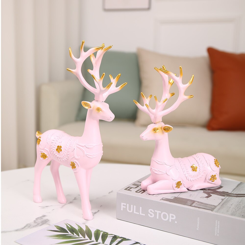 Europe Ornaments Resin Sika Deer Gifts Desktop Decoration