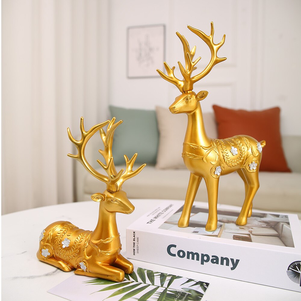 Europe Ornaments Resin Sika Deer Gifts Desktop Decoration