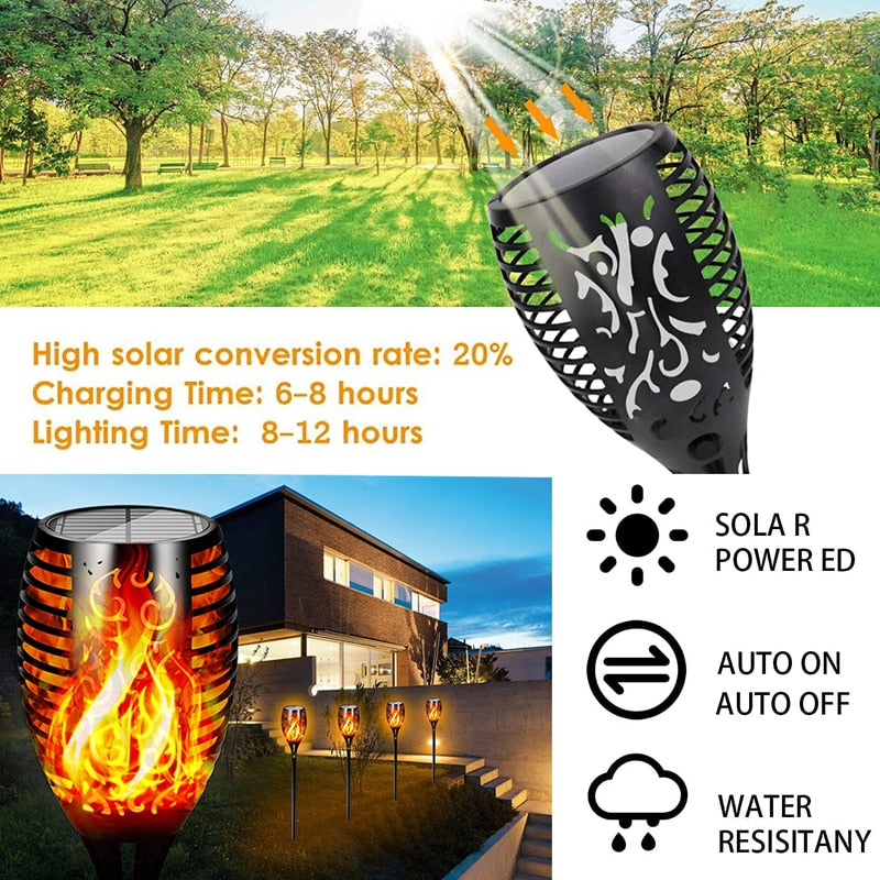 96 LED Outdoor Solar Torch Lights Waterproof Garden Patio